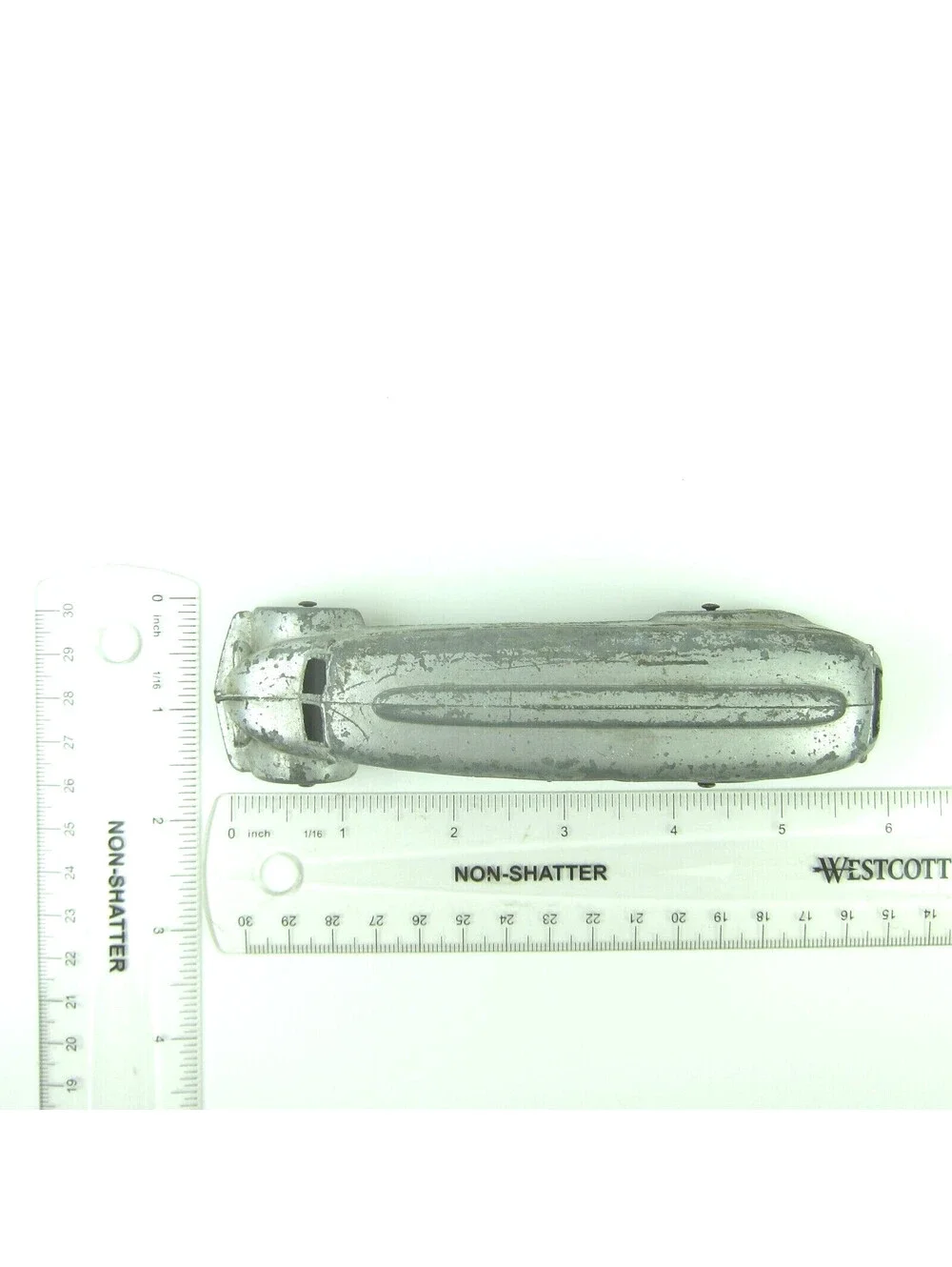 Vintage 1930s Tootsie Toy Die Cast Greyhound Bus Rubber Tires Silver Art Deco
